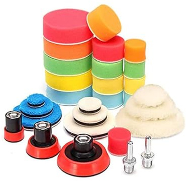 Zymoplas 29 pièces/Ensemble Tampon de Polissage de Voiture Cirage Automobile 30/50/80mm disques Polissage Lavable Nettoyage Peinture Soin Roues Remplacement