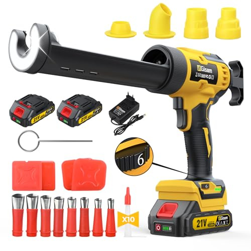 Pistolet à Cartouche sans Fil avec 2 x 2000 mAh Batterie, Pression Max 4900N, Lot de 27 Accessoires de Scellement Pro, 6 Vitesses, Pour Cartouches De 310 mL pour Scellement, Remplir Professionnels