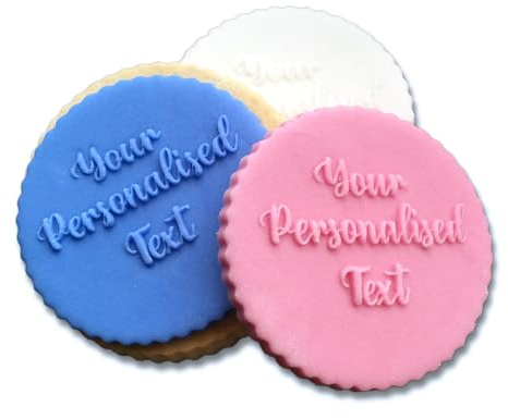 Personalised Your Text Here Icing Stamp Embosser Birthday Baby Shower Hen Party Stamp Fondant for Biscuits, Cookies, Cupcake Topper Decorations (75mm)