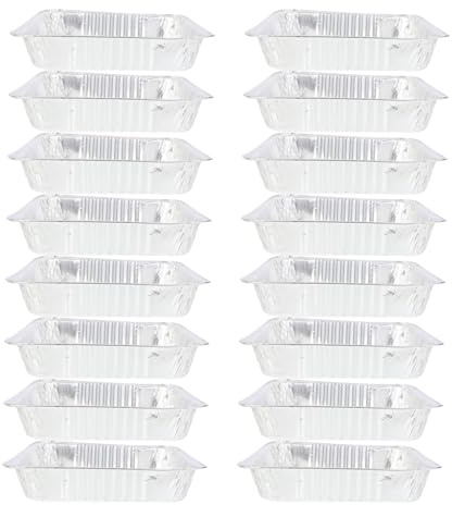 IMIKEYA 20 Piezas Bandejas de Aluminio para Horno Recipientes Cuadrados para Hornear Pan y Pastel Bandejas Ligeras para Freidora de Aire y Parrilla Desechables y Multifuncionales para