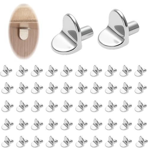 50PCS 5mm L-Shaped Solid Alloy Shelf Pins, Metal Shelf Support Pegs, Heavy Duty, Cupboard Shelf Supports, Kitchen Cabinet Shelf Brackets, Wardrobe Shelf Holders, Furniture Pegs for Display Units