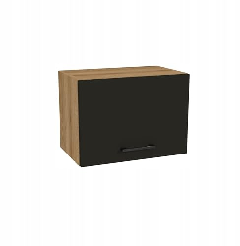 Hängeschrank 32x50x36 Capri Serie – Oberschrank für Dunstabzug, Küchenmöbel Eiche Evoke Schwarz Matt, moderner Küchenschrank mit Soft-Close-Scharniere und elegantem Design