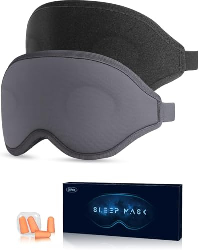Masque de Nuit, Masque de Sommeil Antiallergique et Occultant en Soie Pure à 100%, Avec Bandeau Réglable, Convient Aux Hommes et Aux Femmes (Grey)