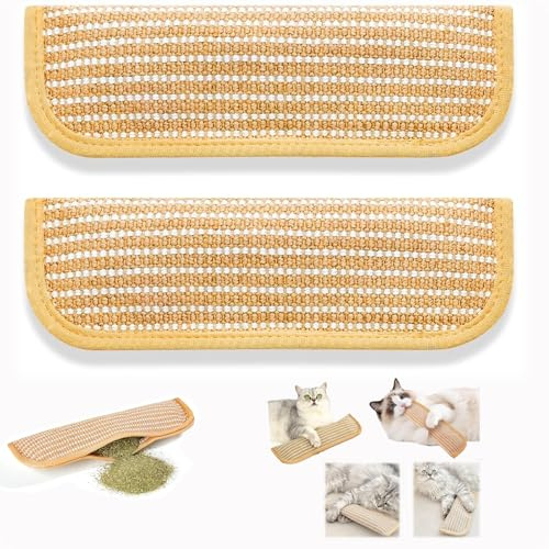 Interactive Catnip Chew Toy 2 Pack Catnip Kicker Soft Sisal Pillow for Cats with 6000mg Organic Catn IP Durable Bite Resistant Kicking Chewing Teething Scratching for Indoor Kitten and Adult Cat (2PC)