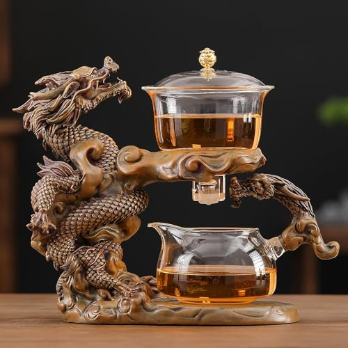 Glass Tea Infuser Set Magnetic Water Diversion Rotating Cover Bowl Semi Automatic Tea Maker Magic Teapot Kungfu Tea Set