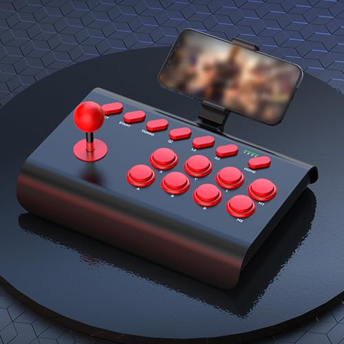 Diyeeni Drahtloser Bluetooth-Kampf-Joystick, Universeller Klassischer Arcades-Kampfspiel-Controller, Unterstützt Turbo und Makro, Kompatibel mit Wins, SteamDeck, NeoGeo Small (BLACK)