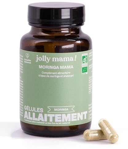 Jolly mama! Moringa mama | Complément Alimentaire Allaitement | Shatavari et Moringa I 100% Bio et Vegan I Fabriqué en France I Cure 1 à 2 Mois, 60 Gélules