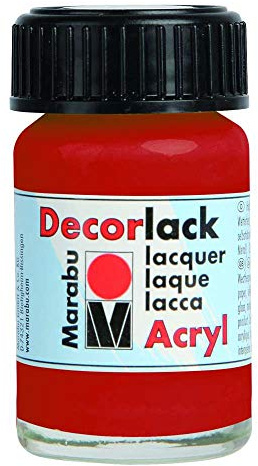 Marabu 11300039031 - Decorlack Acryl Kirschrot 031, 15 ml, hochglänzender Acryllack auf Wasserbasis, wetterfest, speichelfest, zum Malen, Schablonieren und für Serviettentechnik
