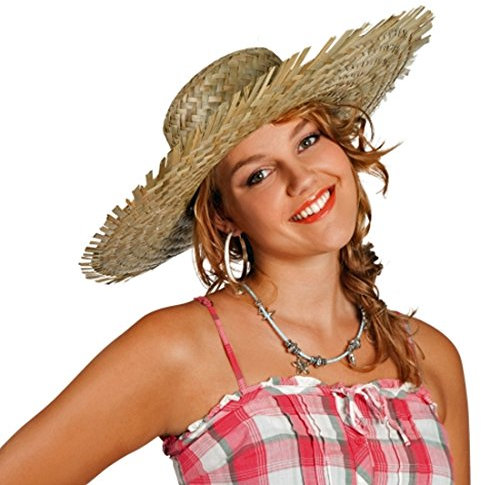 NET TOYS Strohhut Kreissäge Sonnenhut aus naturfarbenem Stroh Sommerhut Fransenhut Havanna Hut Stroh Hut Mexikanerhut