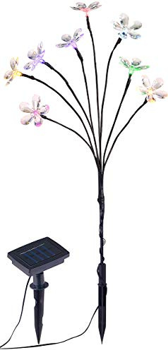 Lunartec Lichterstrauch aussen: Solar-LED-Lichterstrauch mit 8 Blüten und Erdspieß, multicolor, 50 cm (LED Strauch außen, Solar Lichterbaum, Baum)