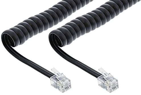 InLine Cavo a spirale, RJ10 p/st, max. 4 m, nero, 1:1