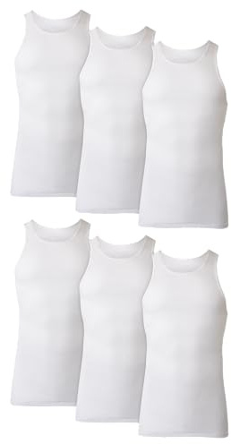 Hanes Men's 372ap6 tank top and cami shirts, 6 Pack - White, M UK