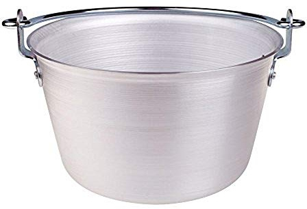 Pentole Agnelli ALMA14452 Paiolo per Polenta, in Alluminio, con Manico ad Arco, Acciaio Inossidabile, 50 Litri, Argento