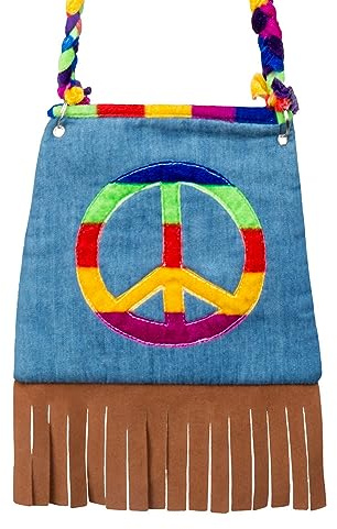 Boland 44519 - Handtasche Peace, Umhängetasche, Hippie, Flower Power, Accessoire, 60er Jahre, Motto Party, Karneval