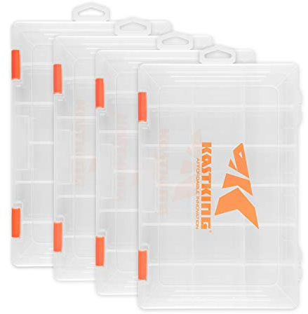 KastKing Tackle Boxes, Plastic Box, Plastic Storage Organizer Box with Removable Dividers - Fishing Tackle Storage - Box Organizer - 2 Packs /4 Packs Tackle Trays - Parts Box