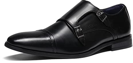 Bruno Marc Men's Dress Loafer Shoes Monk Strap Slip On Loafers,Black,9.5 UK