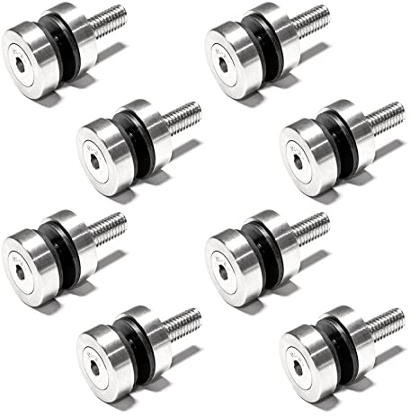 PRIOstahl Glaspunkthalter Punkthalter Glashalter x 8 Halter mit M10 Schraube + Gummieinlagen für Glas 6mm bis 12,76mm Flacher Anschluss für Glasscheiben Plexiglas Balkon Geländer aus Edelstahl V2A
