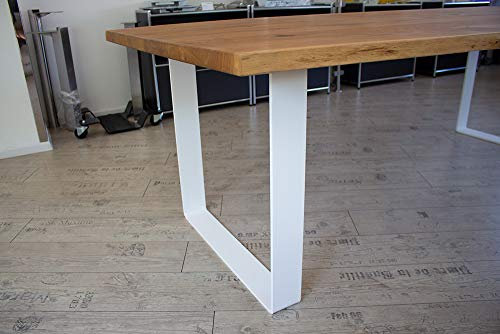 KTC Tec Tischgestell Stahl weiß matt TGF 100x10 WMS 600-900 rund gebogen Untergestell Kufen Tischuntergestell Tischkufe Design Tisch Esstisch Breite 900 mm - 1 Paar (2 Rahmen)