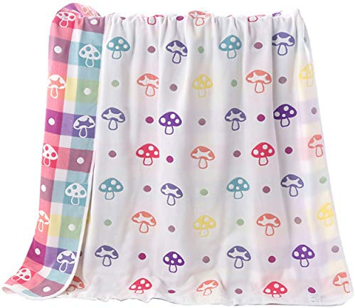 Haiyisugal Babydecke, Kuscheldecke, Fleecedecke 100% Baumwolle, Weiche Decke für Kinderwagen & Babyschale & Kindergarten | Kinderdecke Wohndecke Tagesdecke Decke, Pilz, 150 x 200 cm