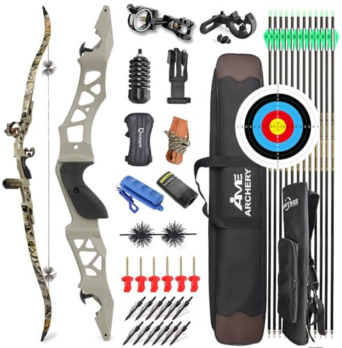 MILAEM 64 Zoll Bogenschießen Takedown Recurve Bogen 30-50 lb Sportbogen Metall Bogen Griff Langbogen Jagdbogen Targeting Praxis Rechts händer (Grau + Zubehör, 30lb)