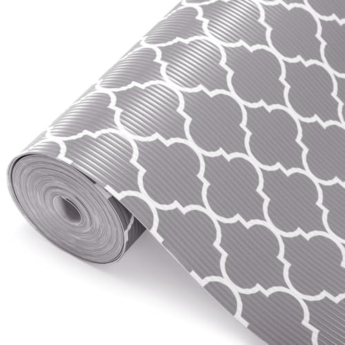 Glotoch Shelf Liner for Kitchen Cabinets Non Adhesive, 12 x20FT(240 Inch) Non Slip Drawer Liners, Waterproof Shelf Paper Closet Liners for Refrigerator Gray