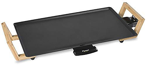 Bestron elektrischer Tischgrill, Plancha-/Teppanyaki-Grillplatte mit Antihaftbeschichtung, Grillspaß für bis zu 4 Personen, 2.000 Watt, Farbe; Schwarz