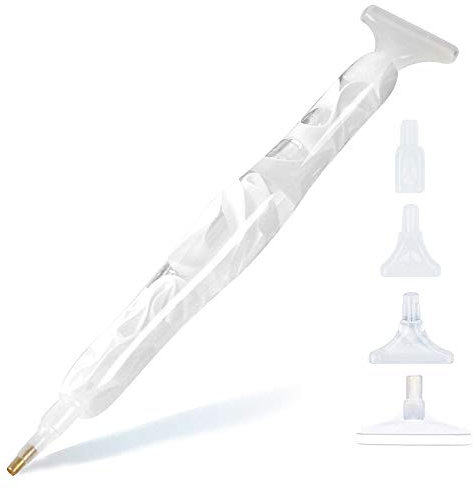 Sonsage DIY Diamant Malerei Stift Zubehör und Werkzeuge,Weiß Harzstift 5D Diamond Painting Punkt Pen Art Applikator Stickerei,Gem Art Stift Juwel Wachs Picker Zubehör Nail