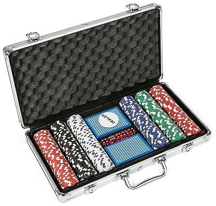 LUCKYERMORE Set di 300 fiches da poker da 11,5 grammi, set da poker da casinò con custodia per Texas Holdem Gioco d'azzardo Blackjack 1 pulsanti dealer, 2 mazzi