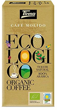 Tirma Café Moulu Biologique 250g | 100% Arabica | Café Espagnol Premium | Torréfaction Naturelle | Haute Teneur en Antioxydants | Pour Presse Française, Filtre, Goutte à Goutte, Aeropress ou Moka Pot