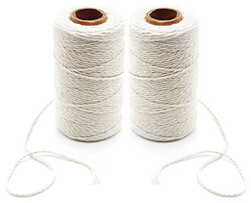 Anvin 2-lagige Baumwollschnur, 2 mm, für Bäcker, aus natürlicher Jute, 2-lagig, zum Verpacken von Verzierungen, Backen, Metzgern, Wurst, Bastelarbeiten, Kunst und Handwerk, beige