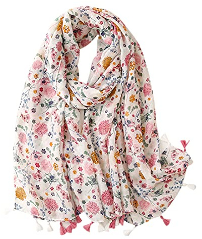 FAIRYGATE Scarf Women Spring Summer Flower Long Shawls and Wraps Ladies Scarves Lightweight Clearance 63008