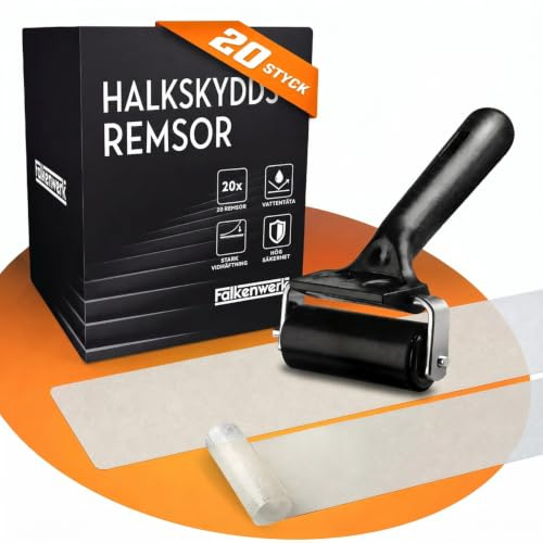 Falkenwerk Halkfria remsor för trappor [20 stycken] – självhäftande och transparenta halkfria remsor [12 x 75 cm] – vattentät halkfri trappa – halkskydd med spatelrulle