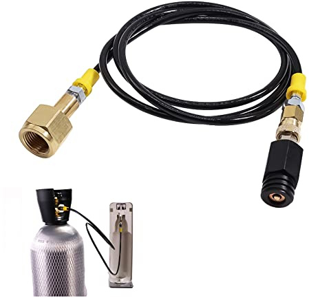 Adapter-Hochdruckschlauch CO2, Btstil Soda Maker Tank Direktadapter 1,5 m Schwarzer Dünner Hochdruckschlauch Externer Schlauch Adapter mit Filter auf W21.8-14 CO2 Tank