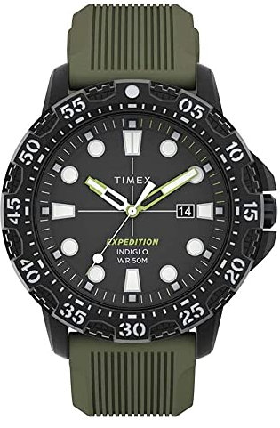 Timex Expedition® Gallatin 44mm Sportuhr, grünes Zifferblatt, grünes Silikonarmband, TW4B25400
