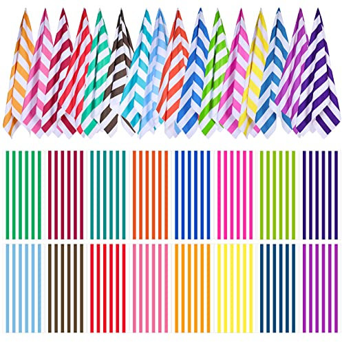 Redbaker 16 Packs 59 x 28 inches Oversized Stripes Beach Towel Bulk
