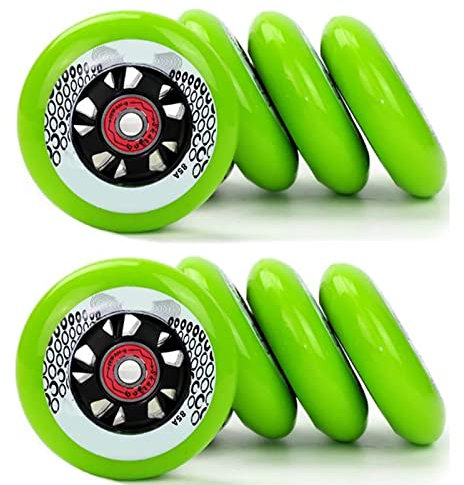 JHKJ Inline-Skate-Räder mit Lagern 85A 72 mm 76 mm 80 mm Verschleißfest Gleitende Inline-Ersatzräder PU-Räder Ersatzräder 8er-Pack,Grün,80mm
