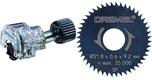 Dremel 670 Adaptation Mini scie circulaire pour tronçonner & Lame Rip & Cross Cut 546, disque à tronçonner à 2 outils rotatifs, diamètre de travail 31,8 mm, profondeur de coupe maximale 6,4 mm