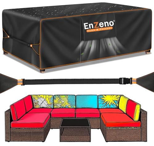 Enzeno Large Garden Furniture Set Cover Waterproof for Outdoor, 300x200cm Outside Patio Furniture Covers for Chair and Table Rattan Sofa, Rectangular, Heavy Duty Oxford Fabric