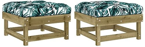 vidaXL Gartenhocker 2 STK., Sitzhocker mit Kissen Latten-Design, Modular Holz Hocker für Garten Terrasse, Fußhocker Gartenmöbel, Kiefernholz Imprägniert