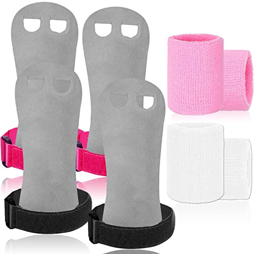 FINGER TEN Gants Gym Enfant Lot de 2 avec Soutien du Poignet, Poignées de Gymnastique Protège Paumes pour Barre Fitness Exercice Sport l’Entraînement (Noir-Rose, XS)