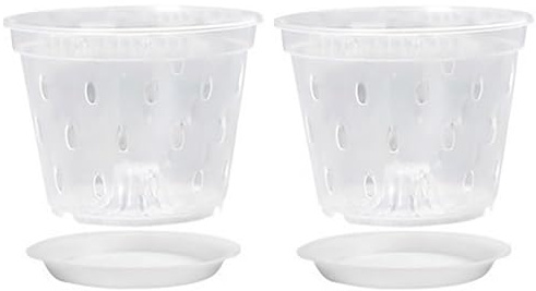 Tuelaly Lot de 2 pots de fleurs en plastique transparent avec trous latéraux 17 cm