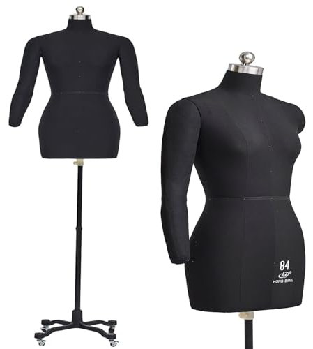 Ansteckbare Schneiderpuppe In übergröße Mit Weichen Armen – Weiblicher Schaufensterpuppen-torso In Voller Größe Zum Nähen Von Kleidung Und Schneidern – Puppe Auf Rädern Für Erw(Size:XXL,Color:schwarz)