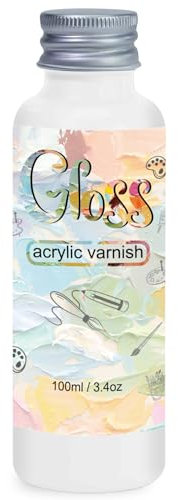 Gloss Varnish for Acrylic Painting，100ml Acrylic Varnish Gloss，Clear Varnish Keeps Paintings From Yellowing, Cracking, and Dust，Maintains Permanent Color（gloss）