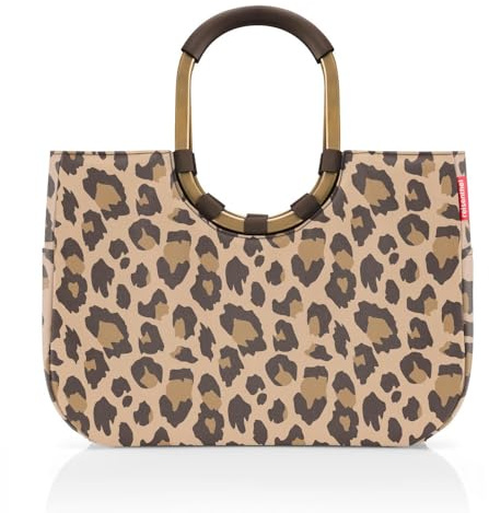 reisenthel loopshopper L frame leo macchiato – Stabile Tasche mit praktischen Fächern aus recycelten PET-Flaschen – Charmantes und wasserabweisendes Design gold