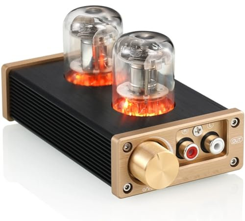 XLTEAM Mini Preamplificatore Audio, Preamplificatore Valvolare, 2 Tubi a Vuoto Collegabili, Interfaccia RCA Standard Altamente Compatibile, Regolazione della Manopola, per Sistema HiFi Home Theater