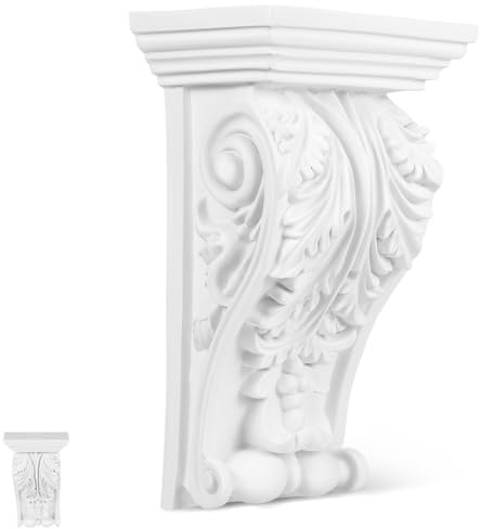 UKCOCO Decorative PU Corbel 8.07x5.31x3.15in White European Carved Onlay – Lightweight Arch Support for Interior Trim, Furniture Accent & Door/Window Moulding