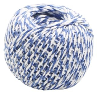 Cuerda de hilo de algodón de 70 m/rollo para panaderos, cuerda de algodón de dos colores, cordel para manualidades, para el hogar, textil, regalo, embalaje, Navidad, decoración de bodas (color: azul y