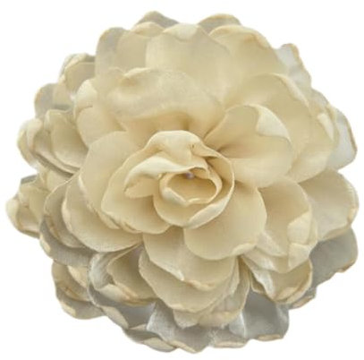 Baoblaze Blumenbrosche aus Satin, Kamelien-Blumen-Anstecker für Damen, handgefertigt, große Anstecknadel, Blumen-Haarspange für Zeremonie, Tanz, Kleid, Anzug, Beige