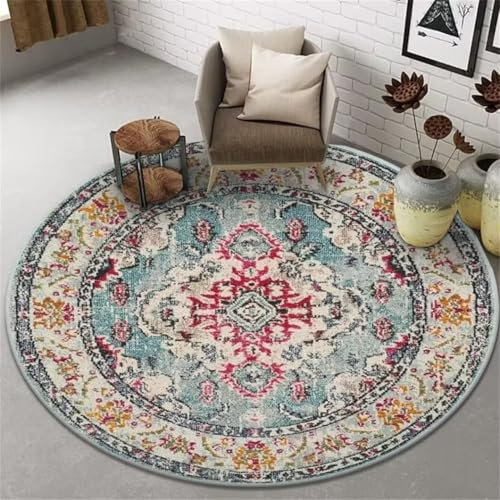 DJHWWD Auslegeware Wohnzimmer Dekoration Schlafzimmer runder Teppich Blauer Anti-Rutsch-Teppich Kinderteppiche Jungs kinderzimmer deko Junge 160X160CM