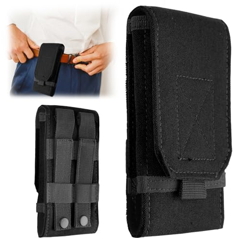 Funda Movil Cinturon para Móviles y 4,7-6,7 Smartphones Compatible con iPhone y Samsung Galaxy, Porta Movil Cinturon con Cinturón EDC, Adecuado para Deportes al Aire Libre y Trabajo (Negro)